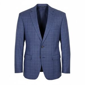 Ralph Lauren Dillards Blazer Men 46R Blue Glen Plaid Wool Silk Linen Vintage 90s